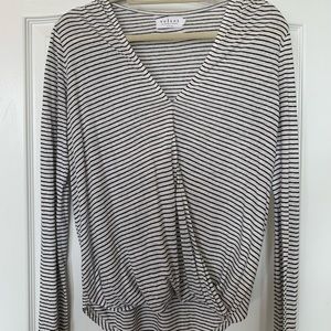 Striped cotton long sleeve top
